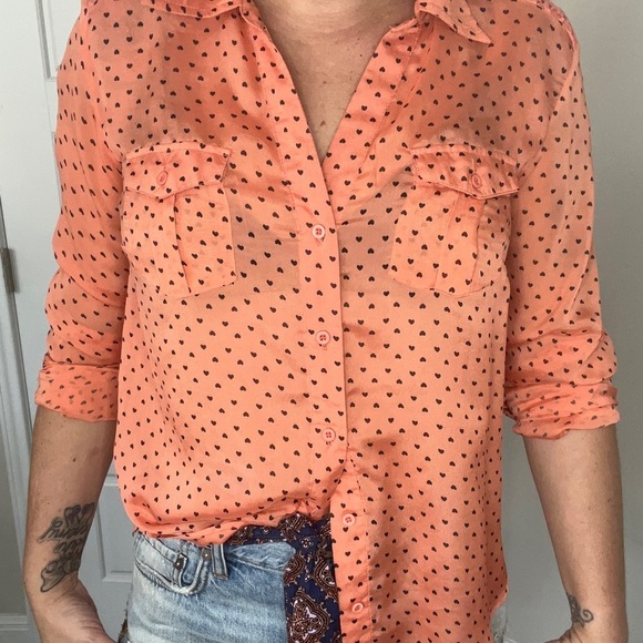 Vintage BUFFALO Sheer Heart Crochet 90s Blouse - Picture 4 of 10